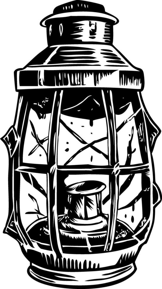 A vintage style illustration of oil lantern vector