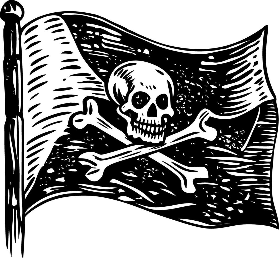 A vintage style illustration of jolly roger flag vector