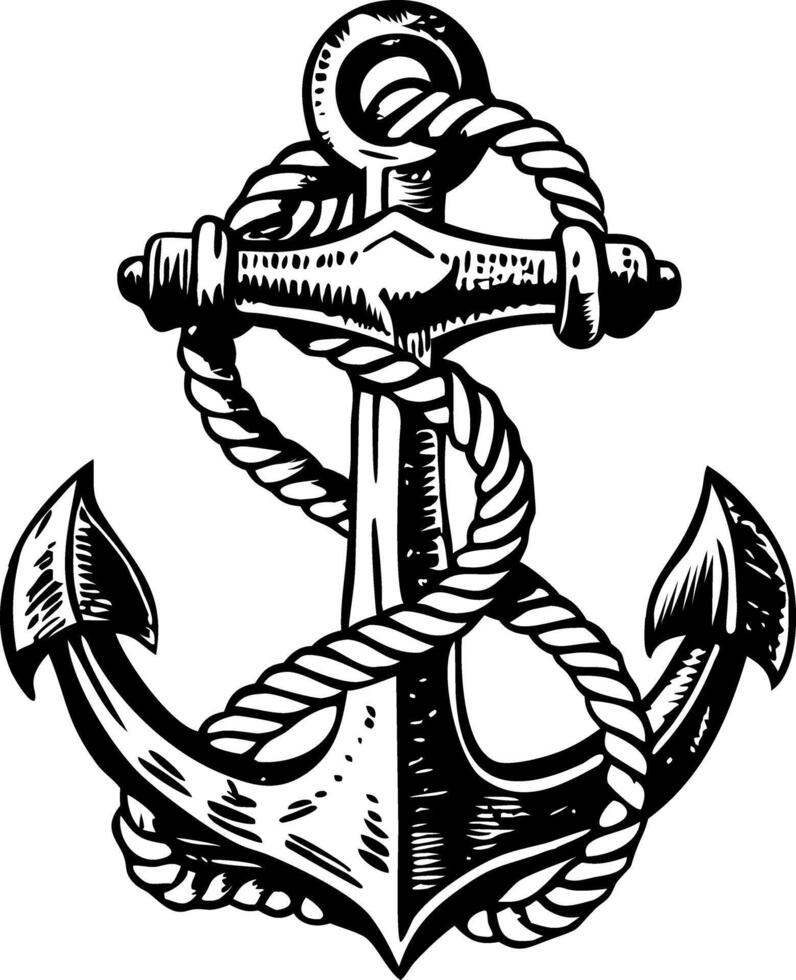 A vintage style illustration of an anchor rope vector