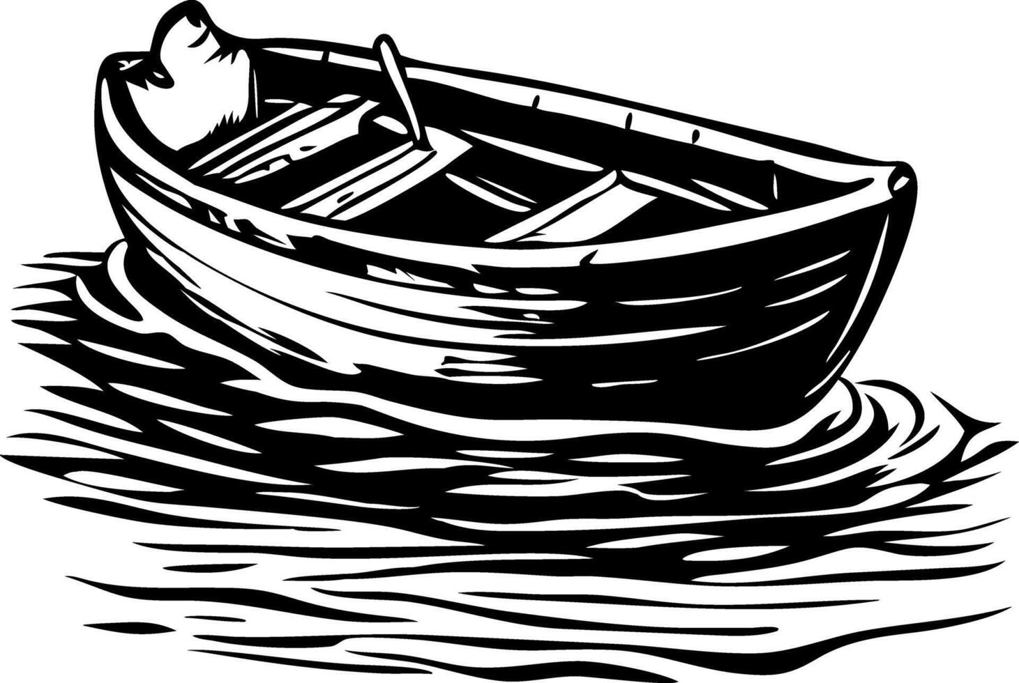 A sketchy style illustration of a rowboat vector