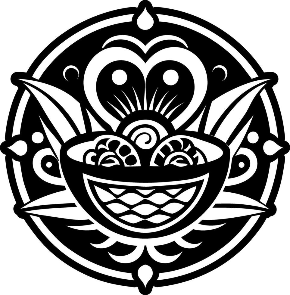 A glyph style icon of hispanic ceviche tattoo vector