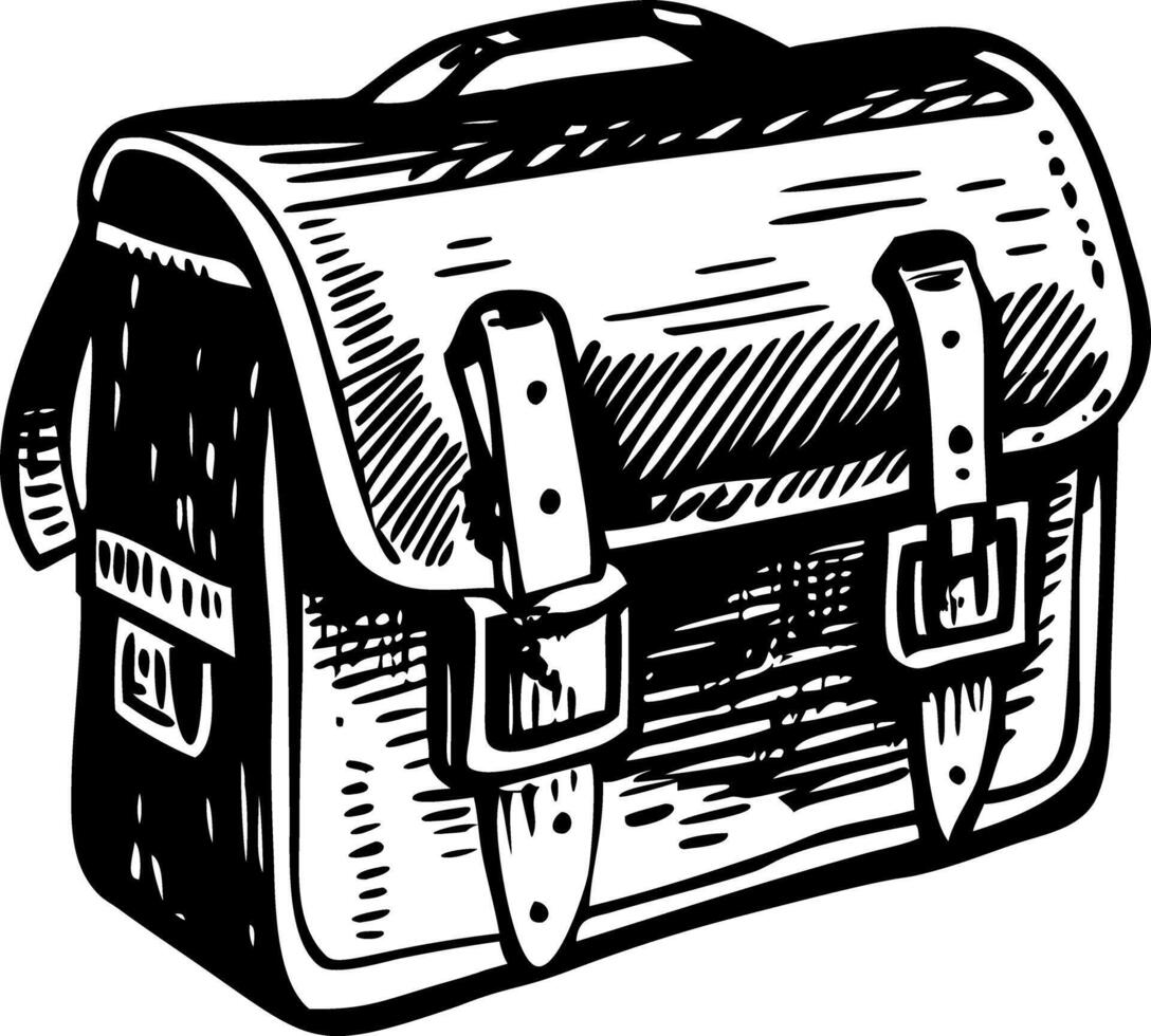 A sketchy style illustration of satchel bag vector