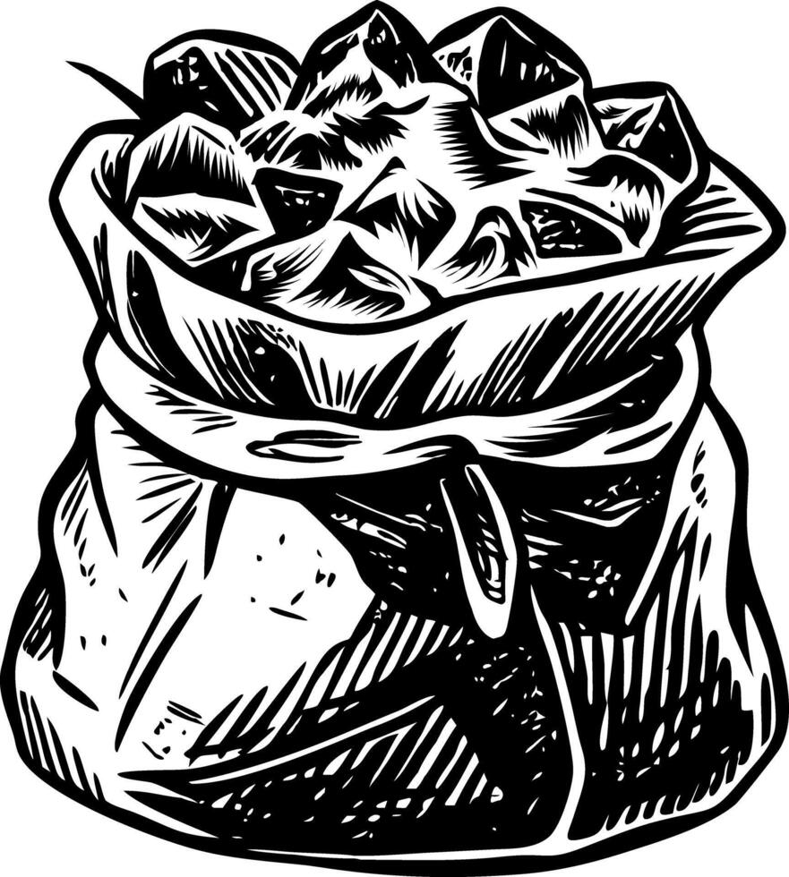 A vintage style illustration of a gemstone sack vector