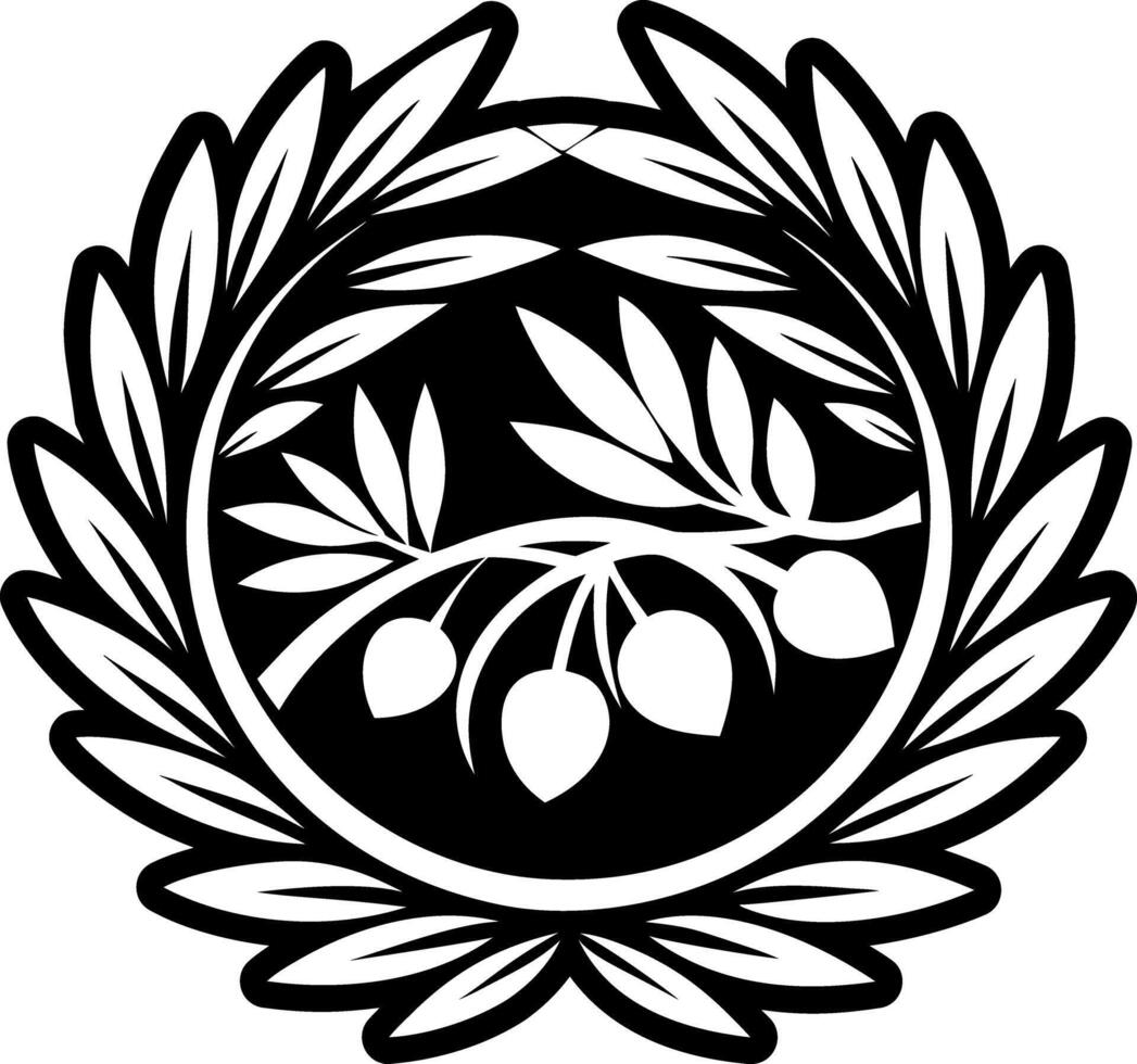A filled style icon of olive branch symbol vector