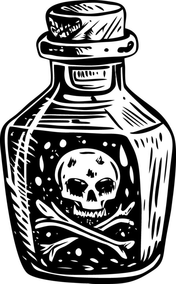 A vintage style illustration of a poison vial vector