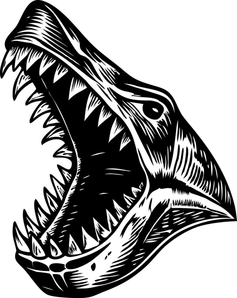 A vintage style illustration of a shark jaw vector
