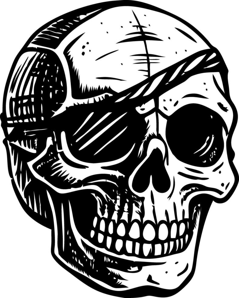 A sketchy style illustration of a skull patch vector
