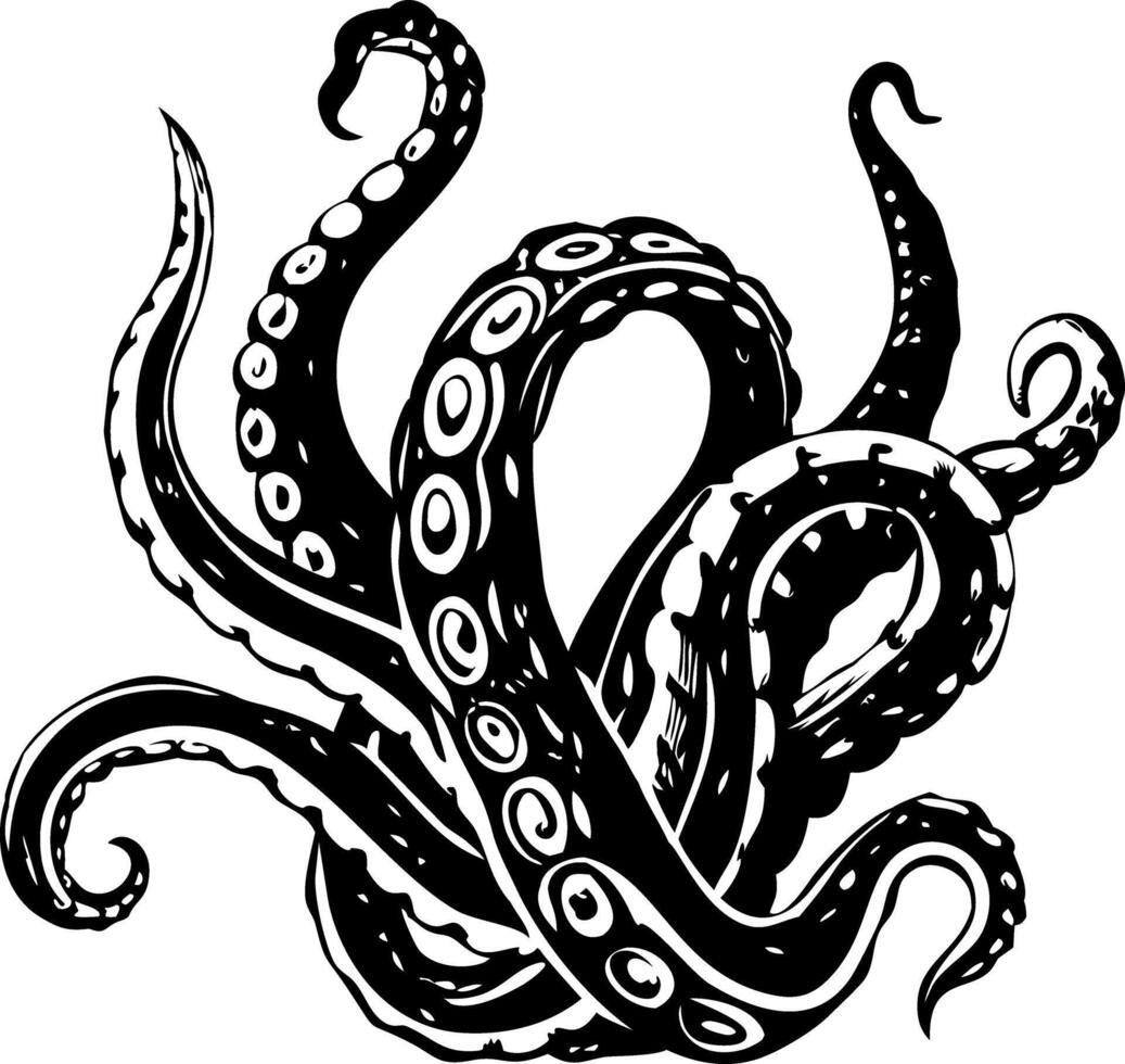 A vintage style illustration of octopus tentacles vector