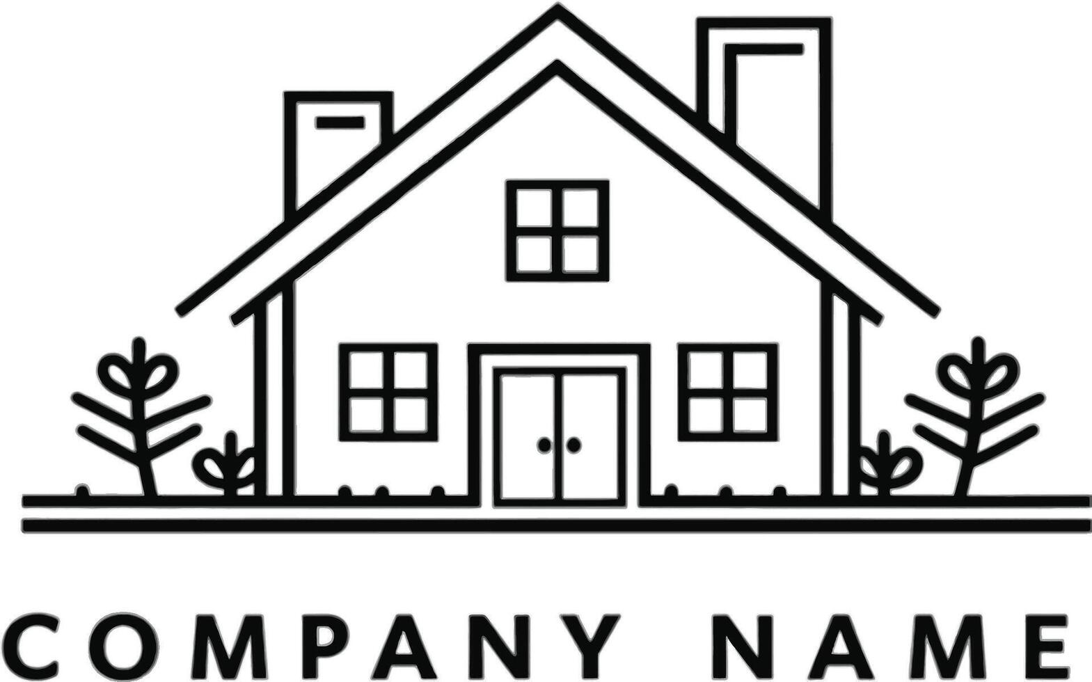 A home logo with a tree and bushes vector