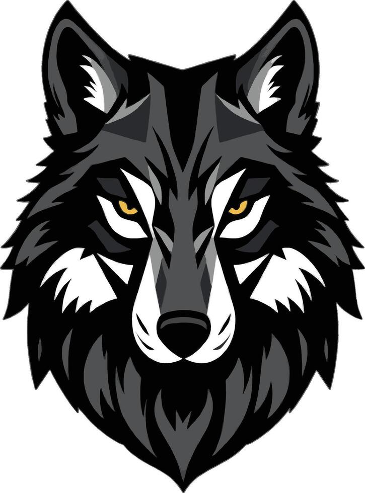 A wolf head with yellow eyes on a white background vector