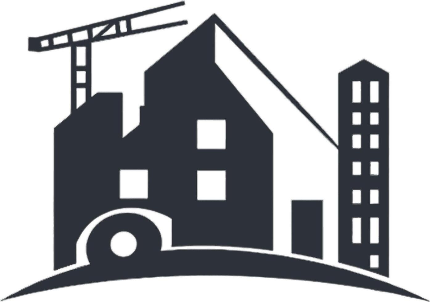 A building with cranes and a crane on top vector