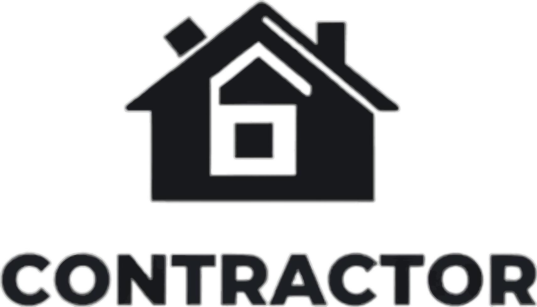 A black and white logo with the words contractor vector