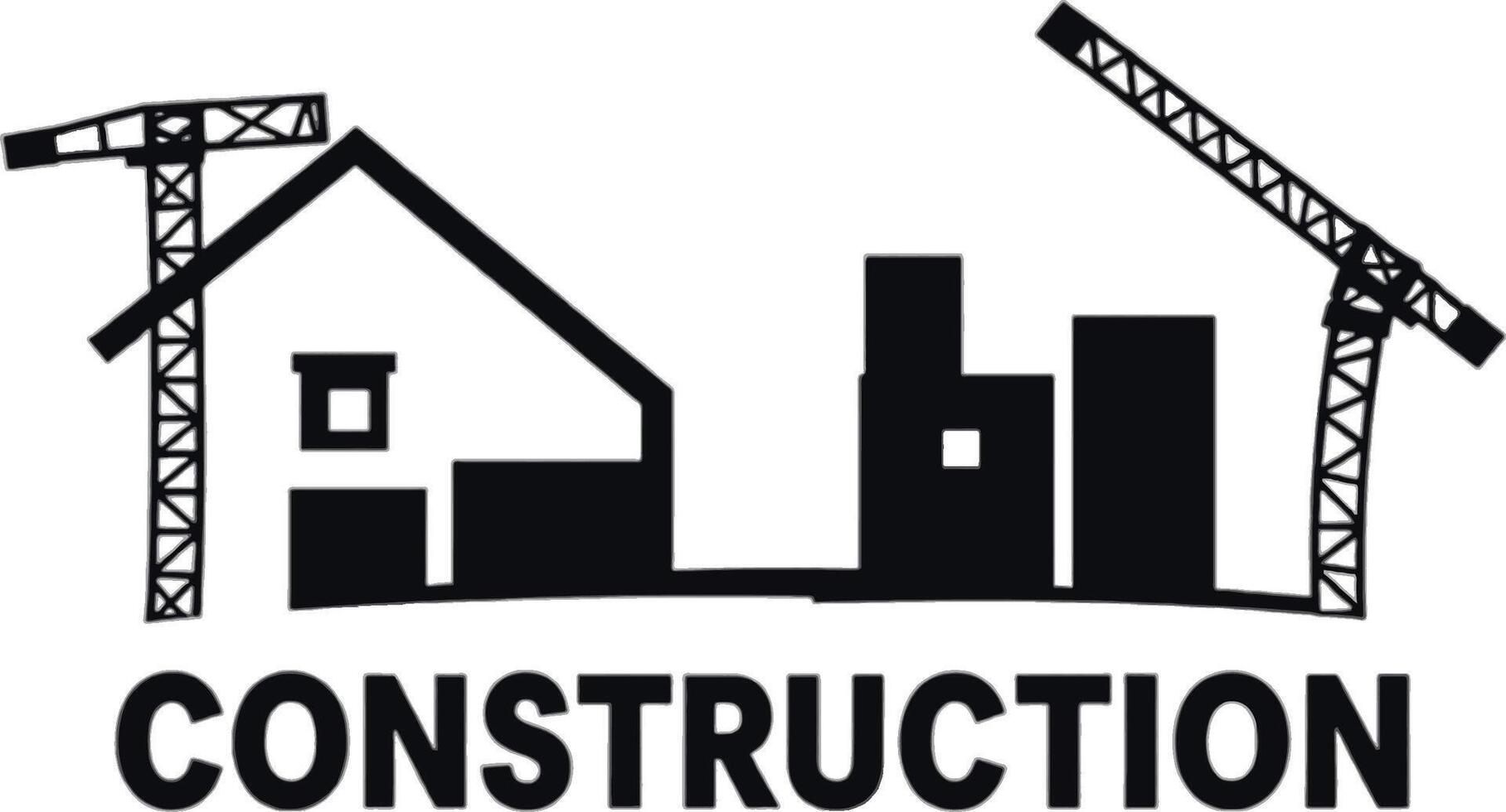 Construction logo with a house and cranes vector