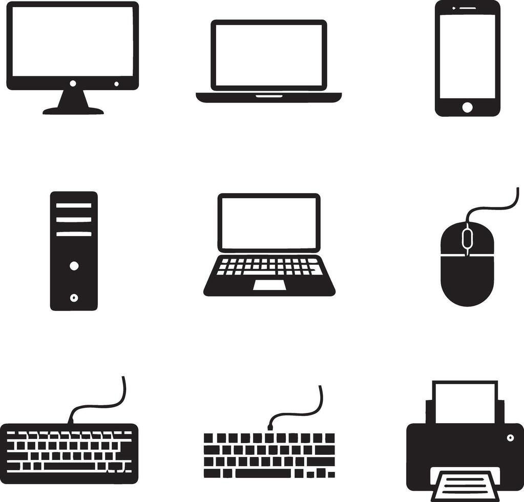 Computer and electronic devices icons vector