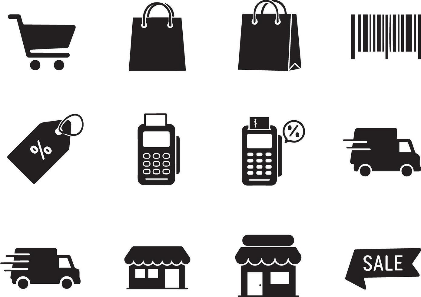 Shopping icons set pack black vector