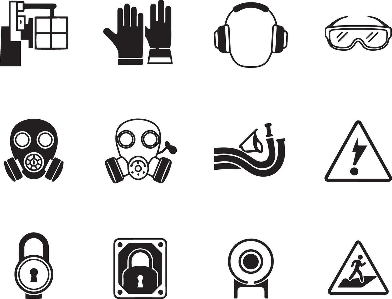 Safety and protection icons set illustration vector