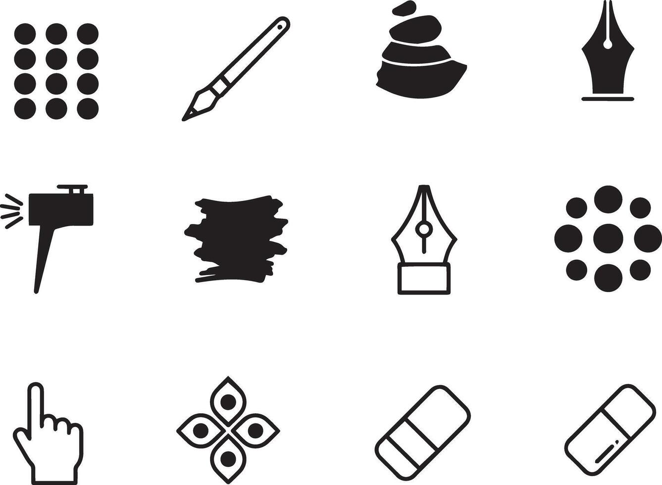 Various black and white icons for various purposes vector