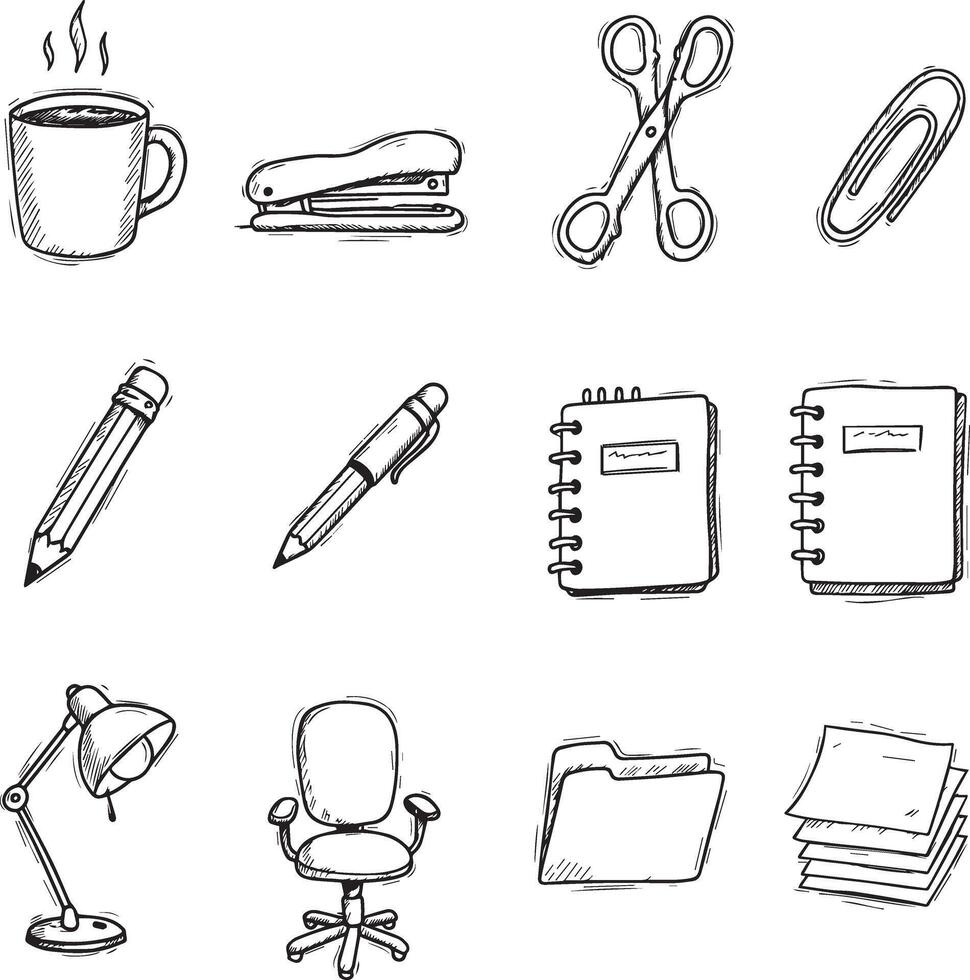 Office supplies icon pack vector