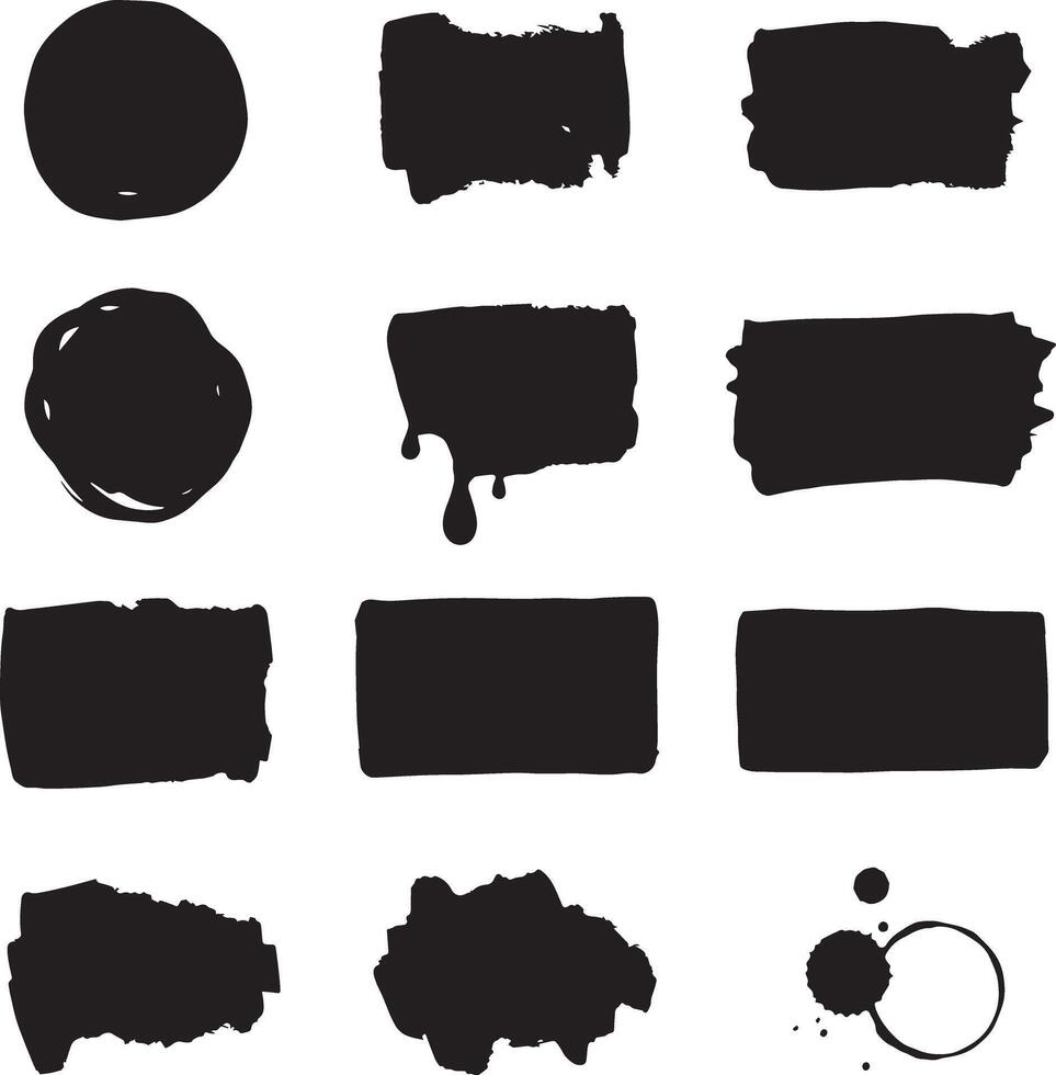 A collection of black ink blots and paint splatters vector
