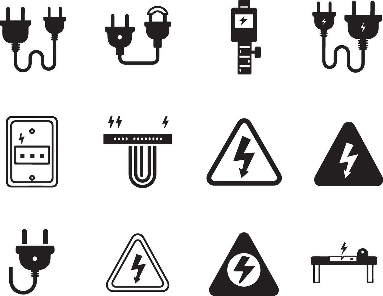 Electricity and power icons set illustration vector