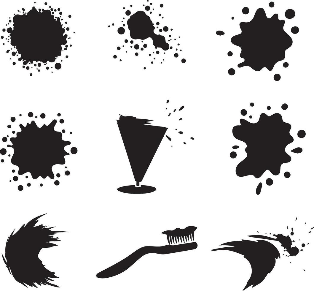 Black ink splashes and brush strokes vector