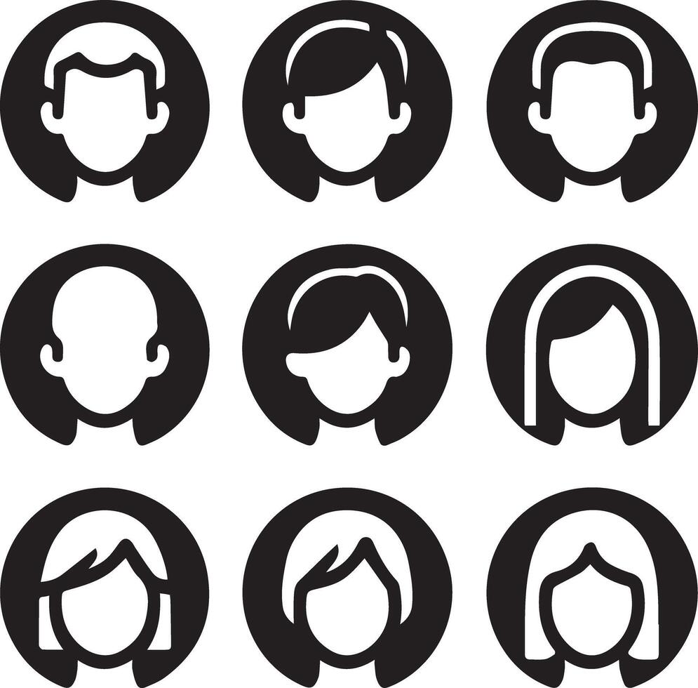 A set of black and white people avatars vector