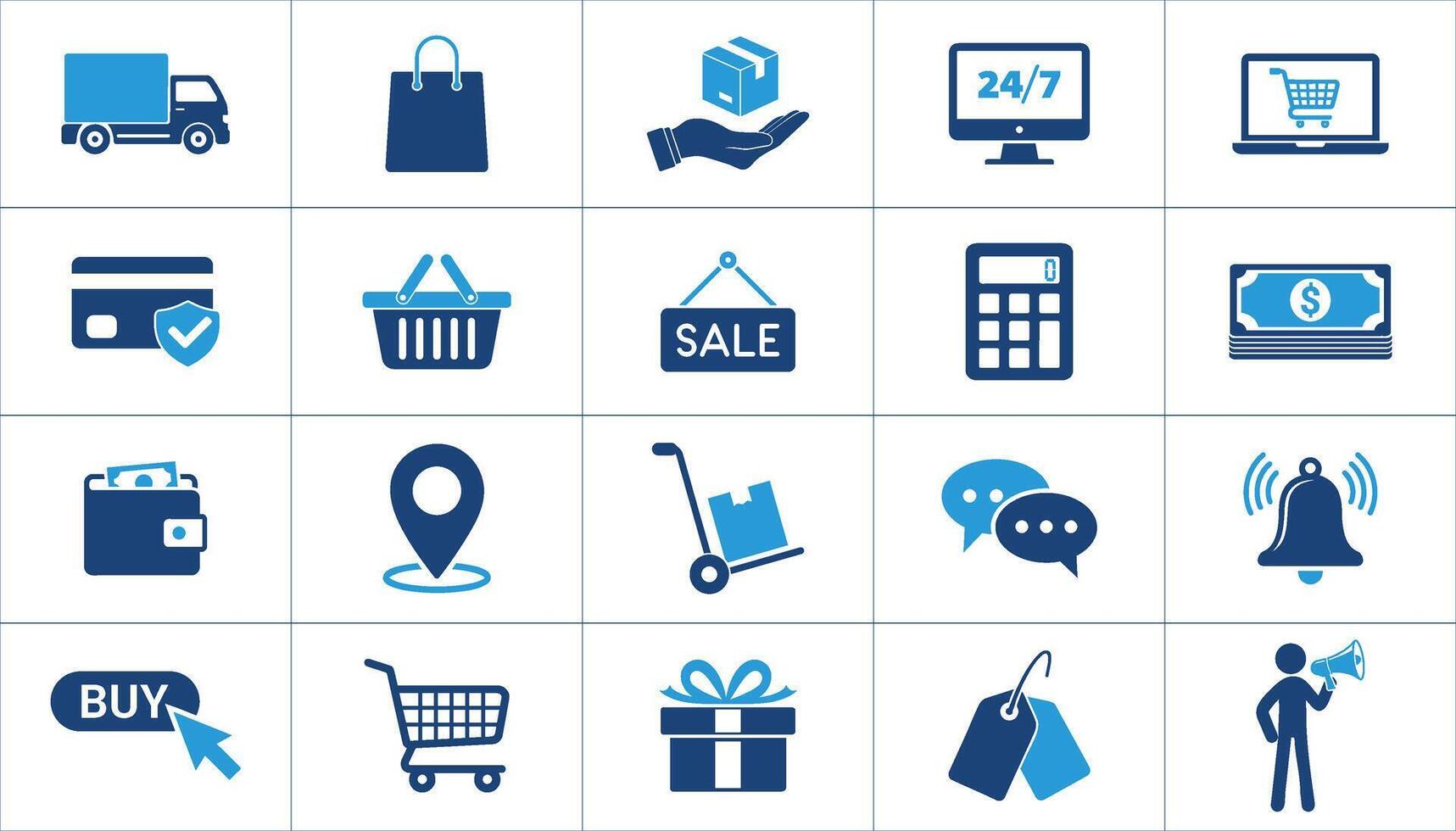 E-commerce Icons, online shopping, delivery, payment, sales promotions. flat icons set illustration vector