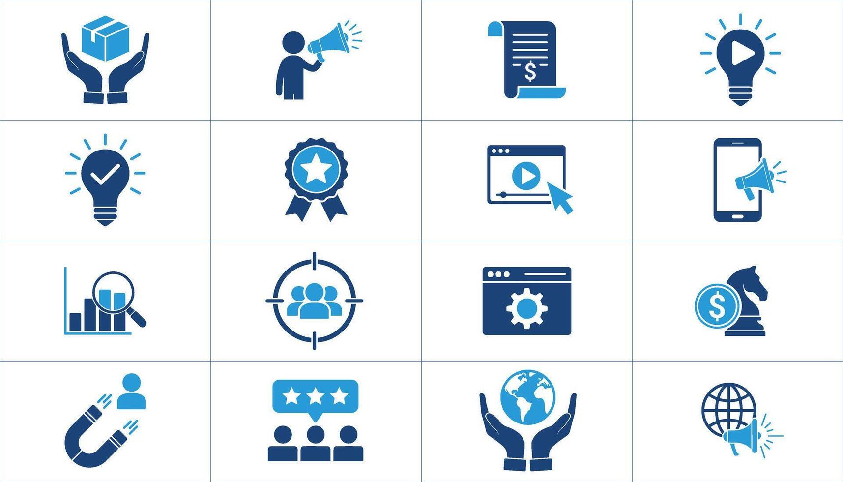Digital Marketing Strategy Icon. advertising, branding, SEO, analytics. solid flat icon illustration vector