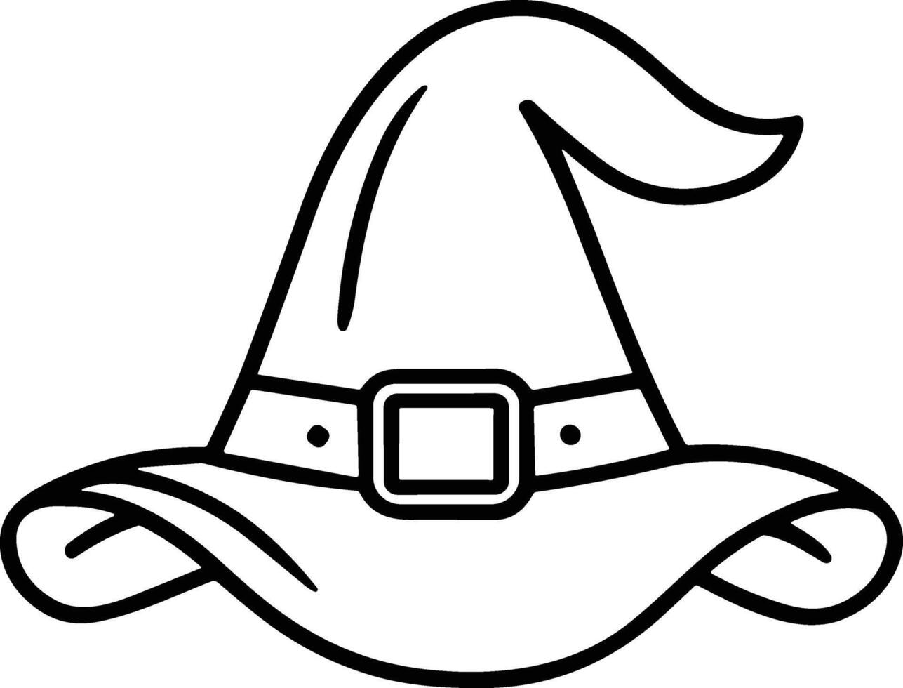 Curved Witch Hat Line Art - Halloween Magic Illustration for Spooky and Fantasy Designs vector