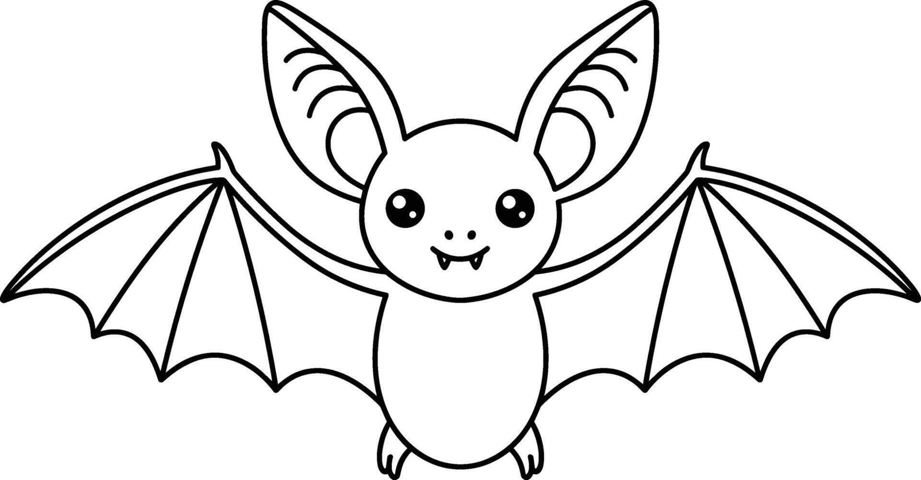 Smiling Bat Line Art - Cute Halloween Outline for Kids vector