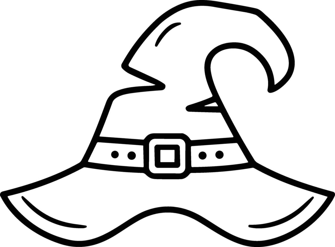Stylized Witch Hat Line Art - Halloween Illustration for Magical Designs vector