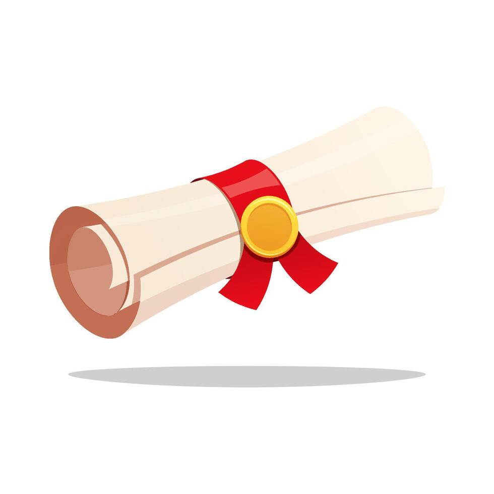 Graduation rolled diploma isolated on white background. vector