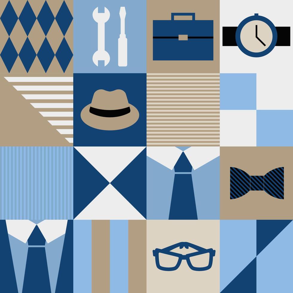 Fathers Day Patchwork Pattern vector