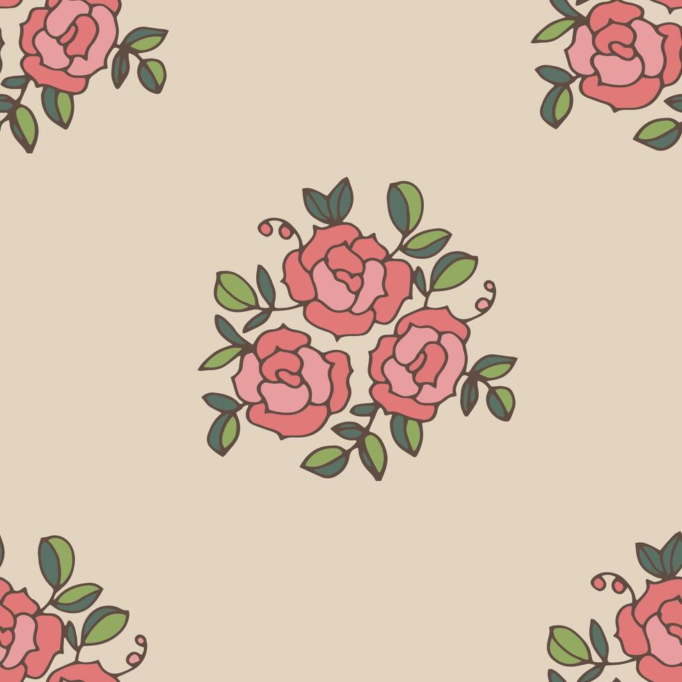 Roses decorative seamless pattern vector