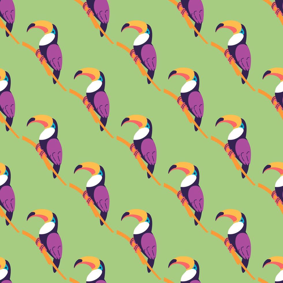 Colorful Toucans On Green Background vector