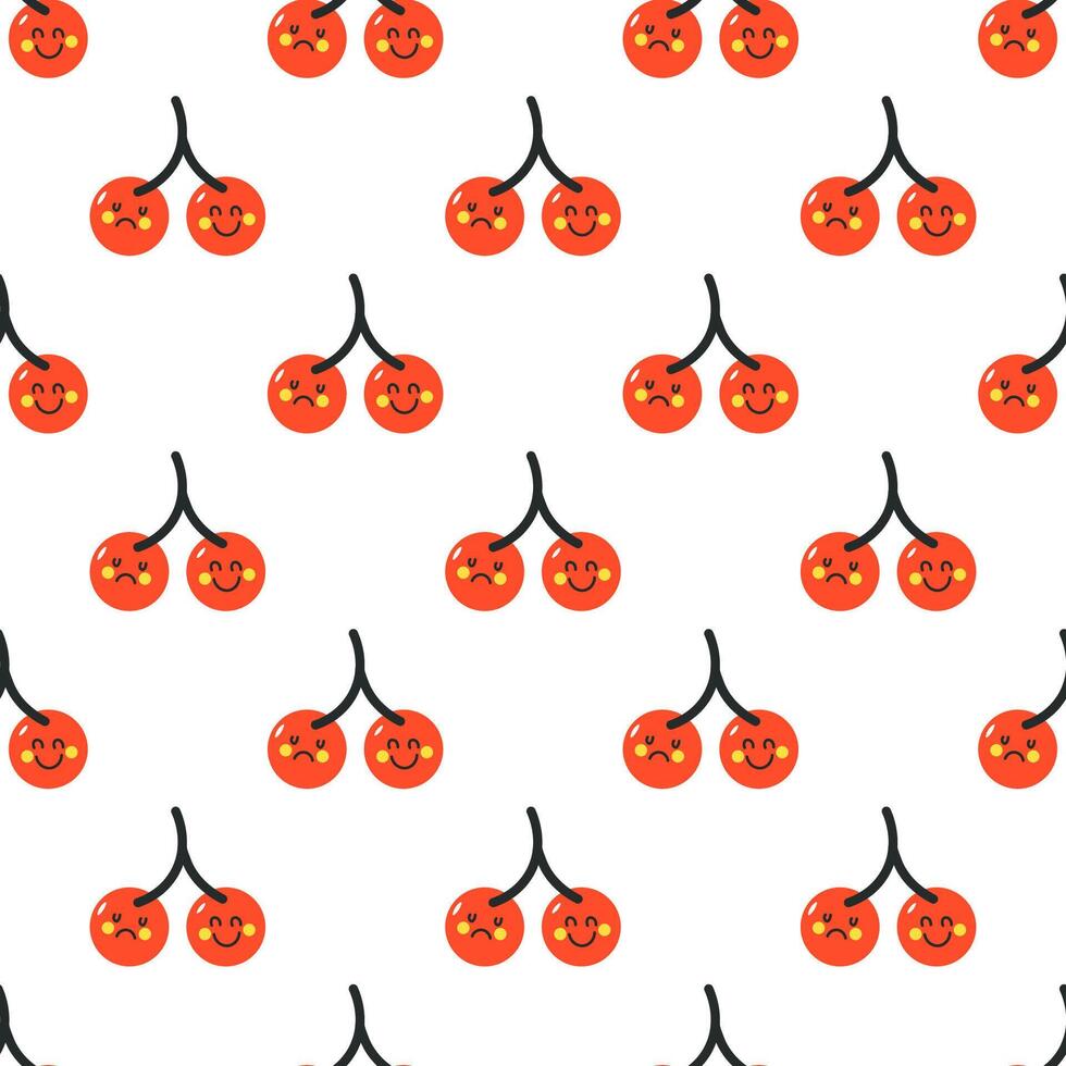 Cute Cherries With Facial Expressions vector