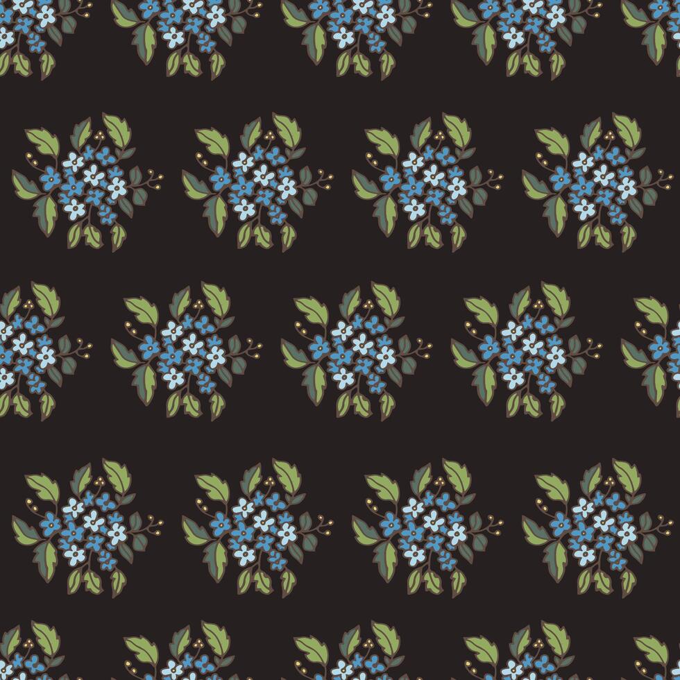 Blue flower bouquet seamless pattern vector