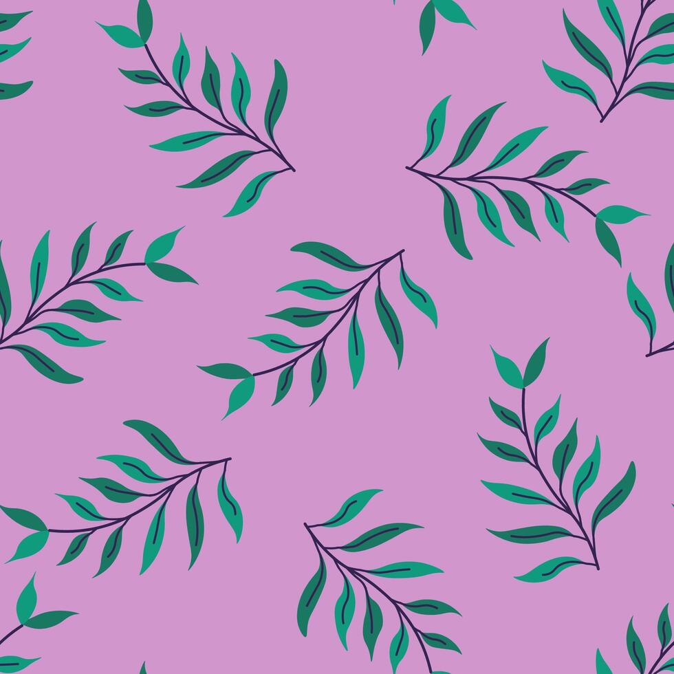 Green Branches On Lilac Background vector