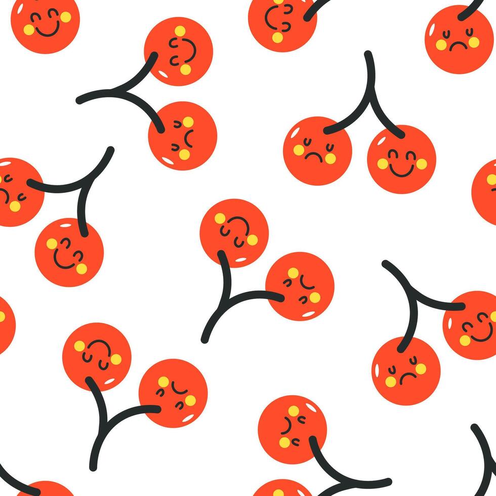 Happy Sad Cherry Faces Pattern vector
