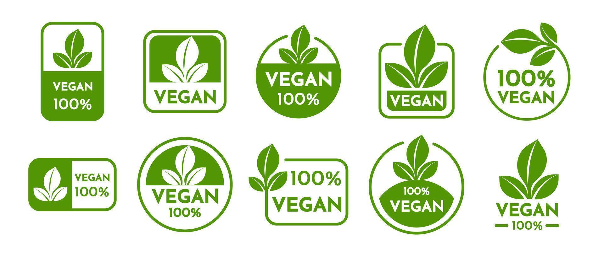 Set of Vegan Labels and Emblems. Healthy Lifestyle Signs, Organic Logos vector