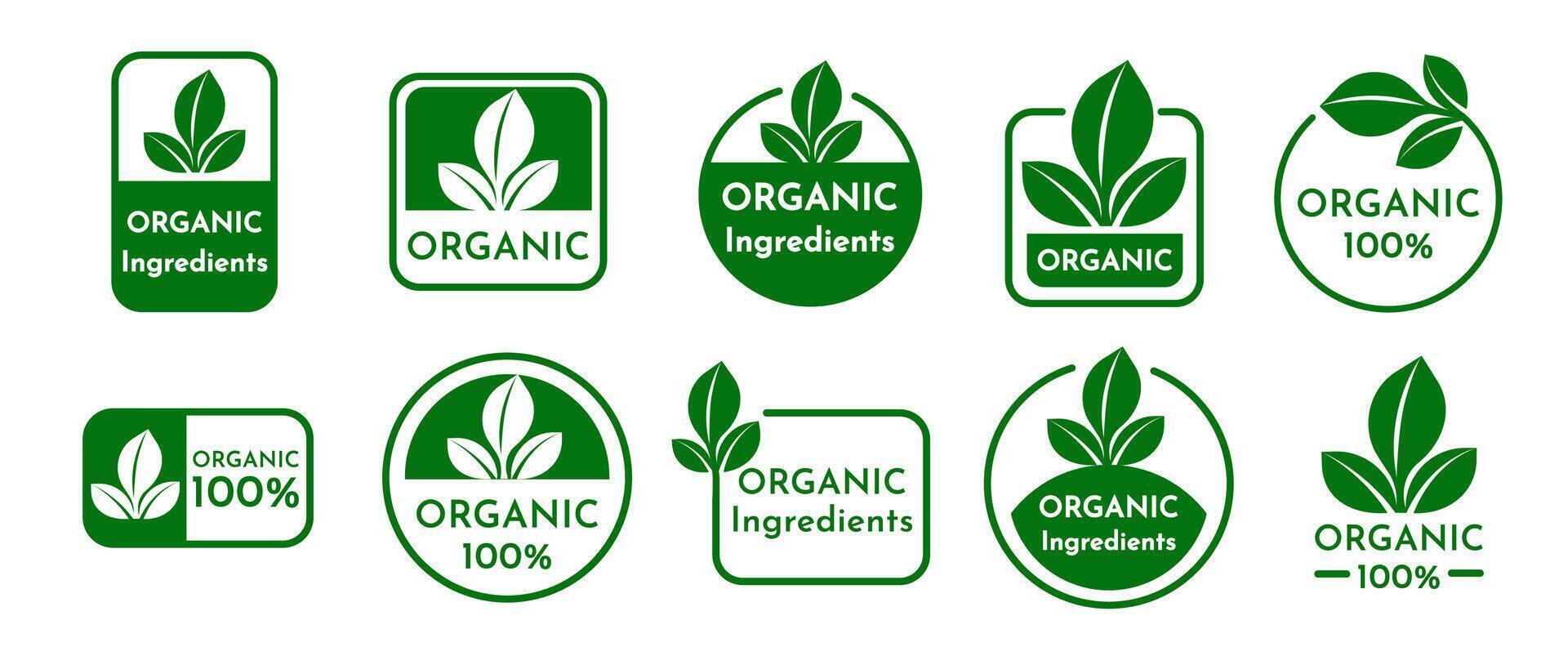 Organic Badge Set. Organic and Eco Labels Collection vector