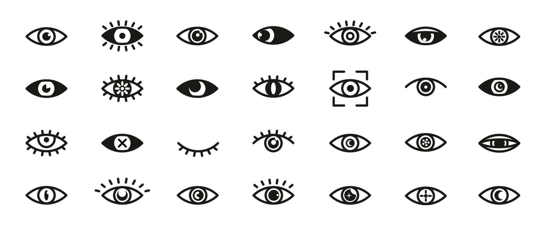 Eye Icon Set. Vision and View Symbol Collection vector