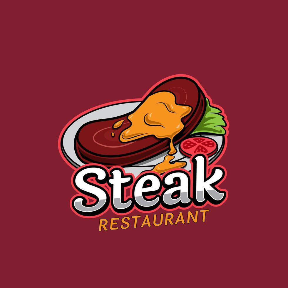 steak in plate logo for steak restaurant business vector