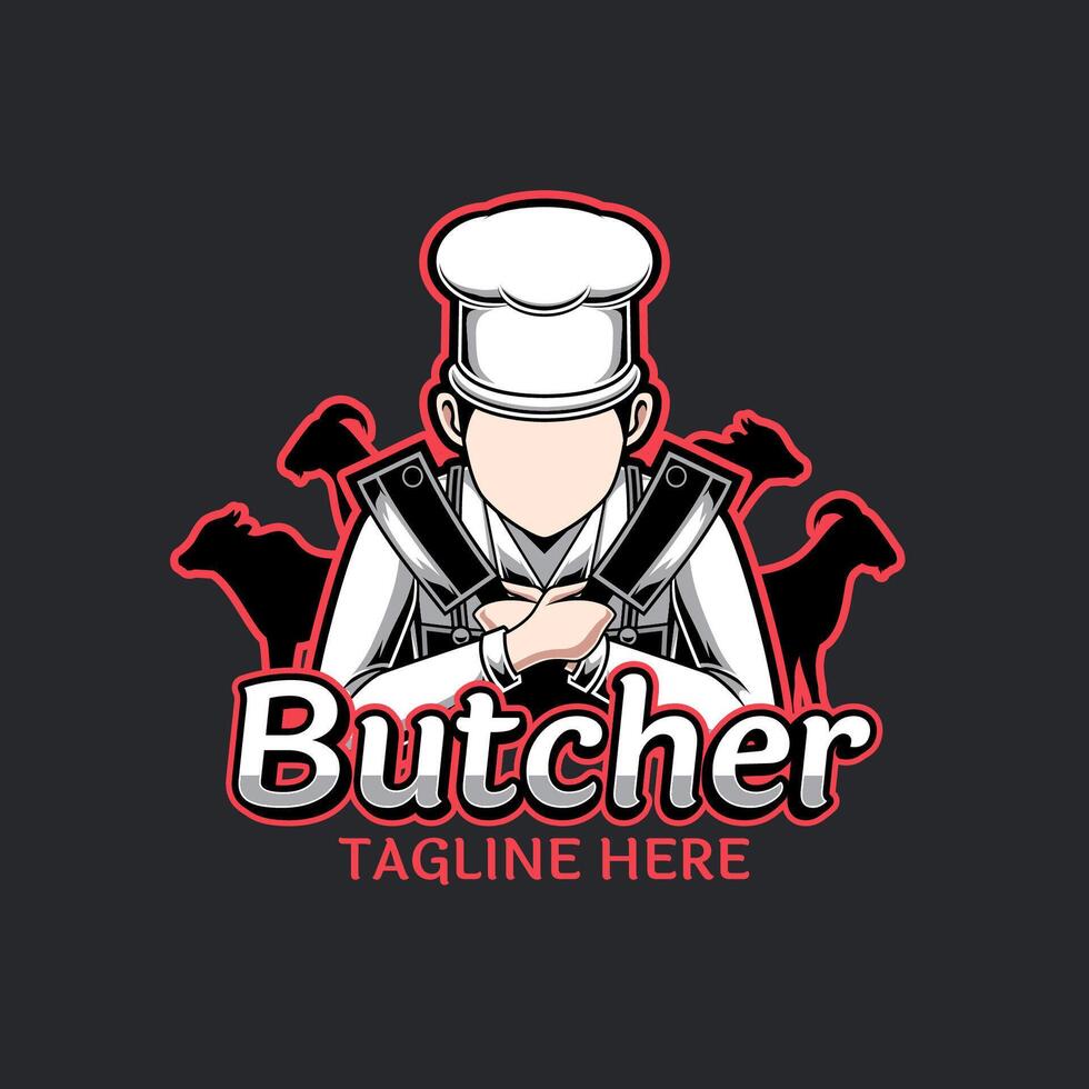 Logo template for chef butcher meat expert vector