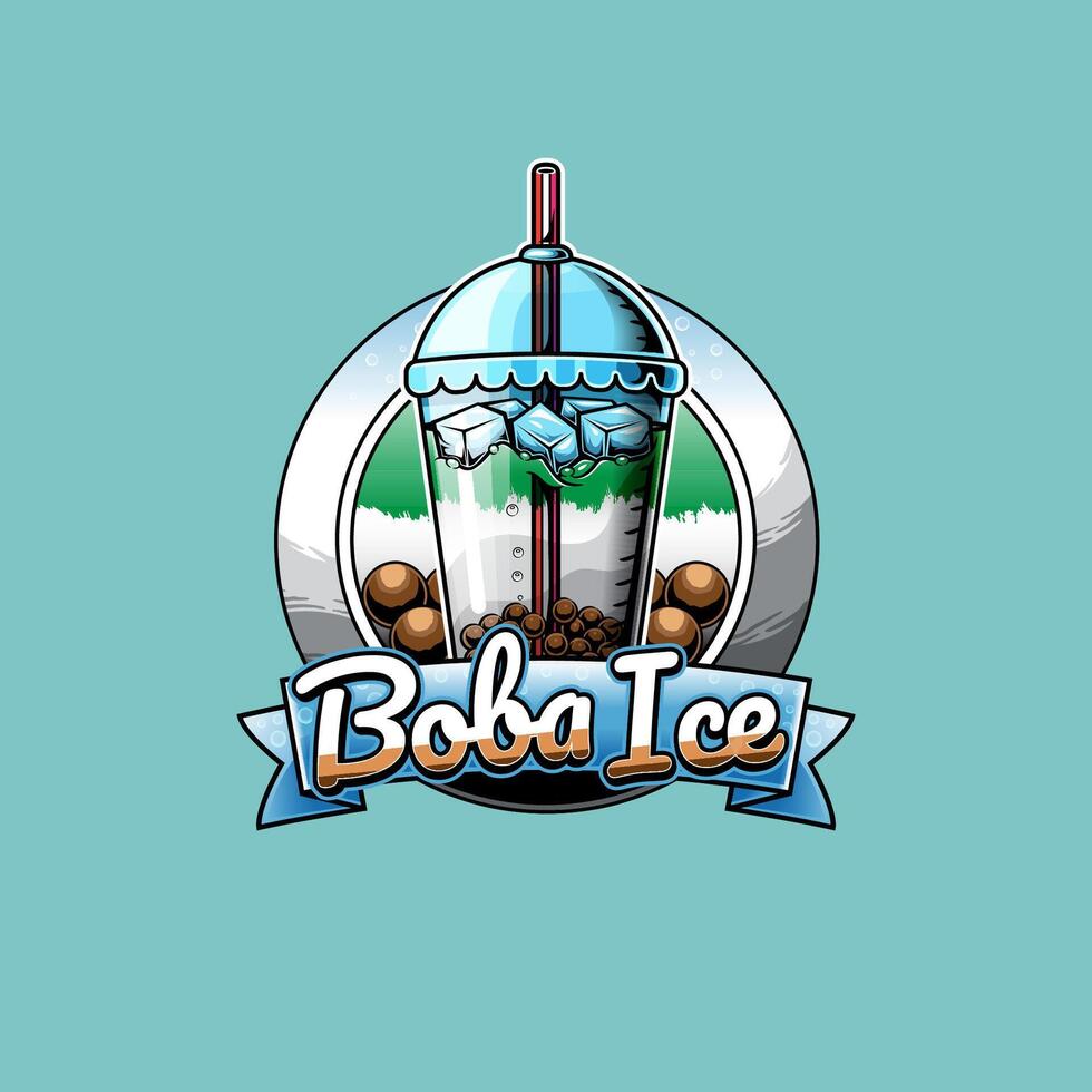 Boba ice logo template for boba drink business vector
