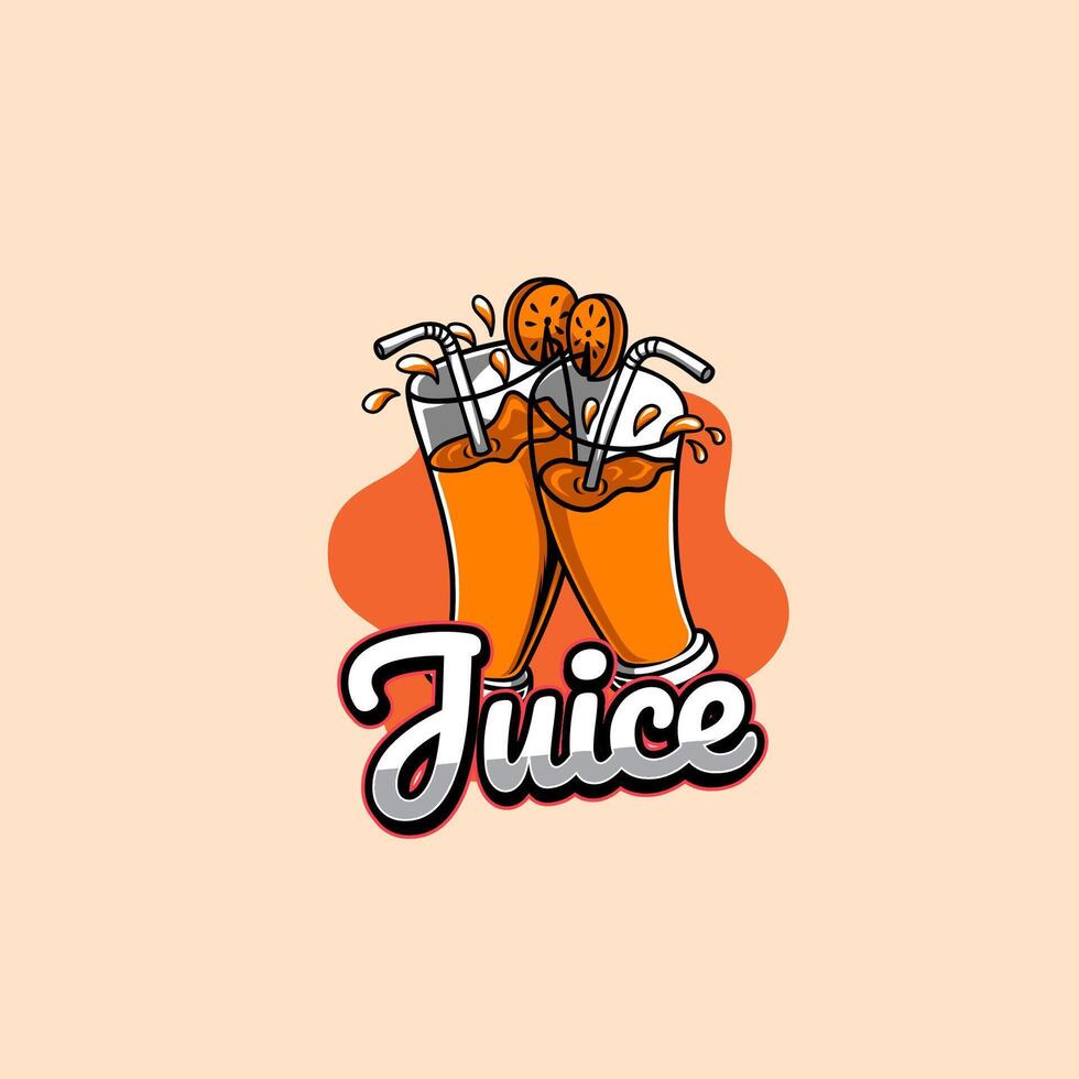 illustration of juice in a glass logo for juice drink business vector