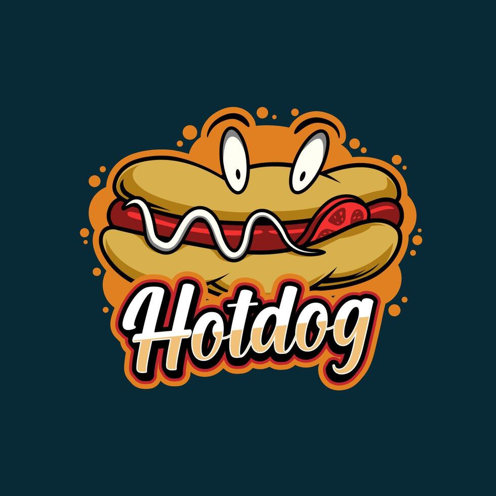 hotdog character illustration logo for hotdog business and street food vector