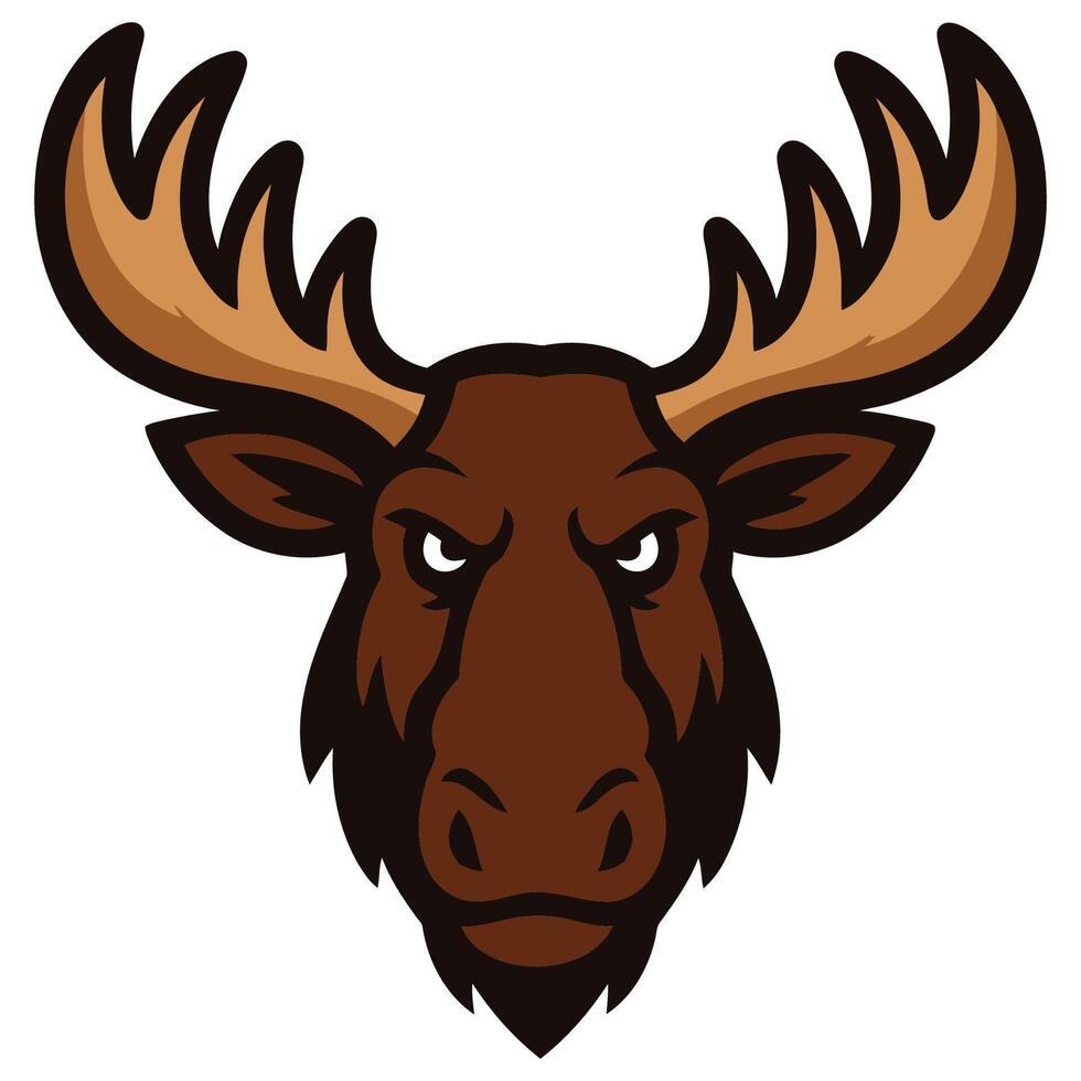 Illustration of a moose head featuring large, expansive antlers. vector