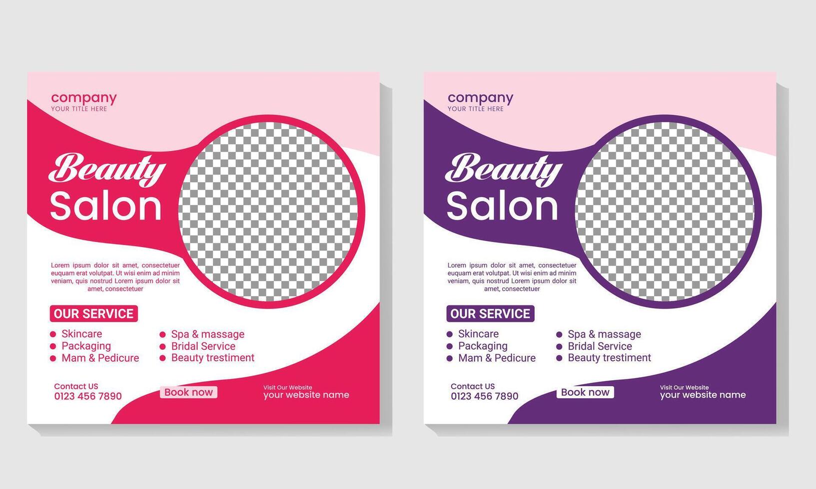 Beauty spa salon social media posts vector