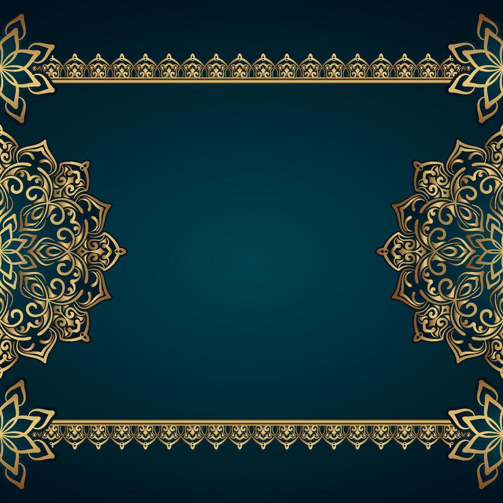 mandala background with gold border ornament vector